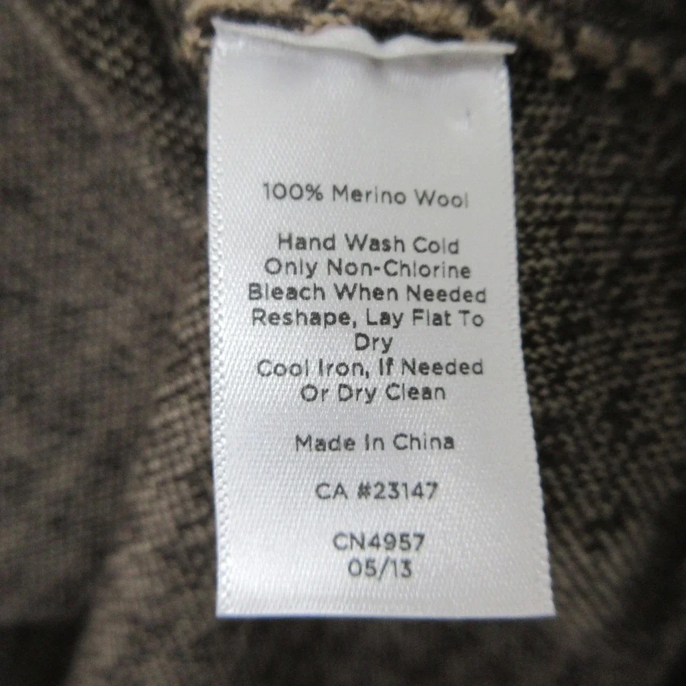 Talbots Merino Wool Sweater Womens Petite Large Brown Houndstooth Classic Preppy